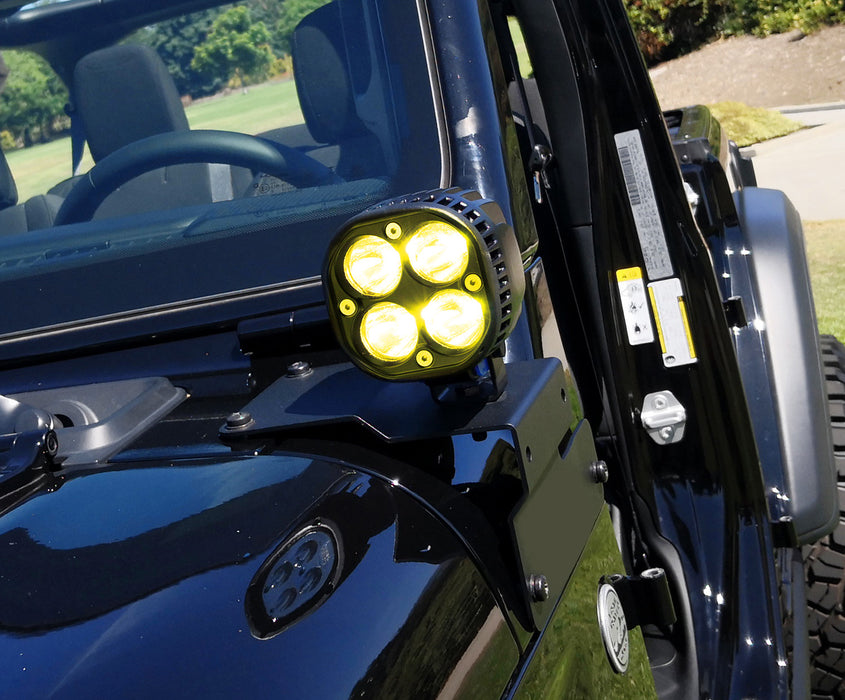 A-Pillar Yellow LED Pod Lights w/Bracket, Relay For 18+ Jeep Wrangler/Gladiator