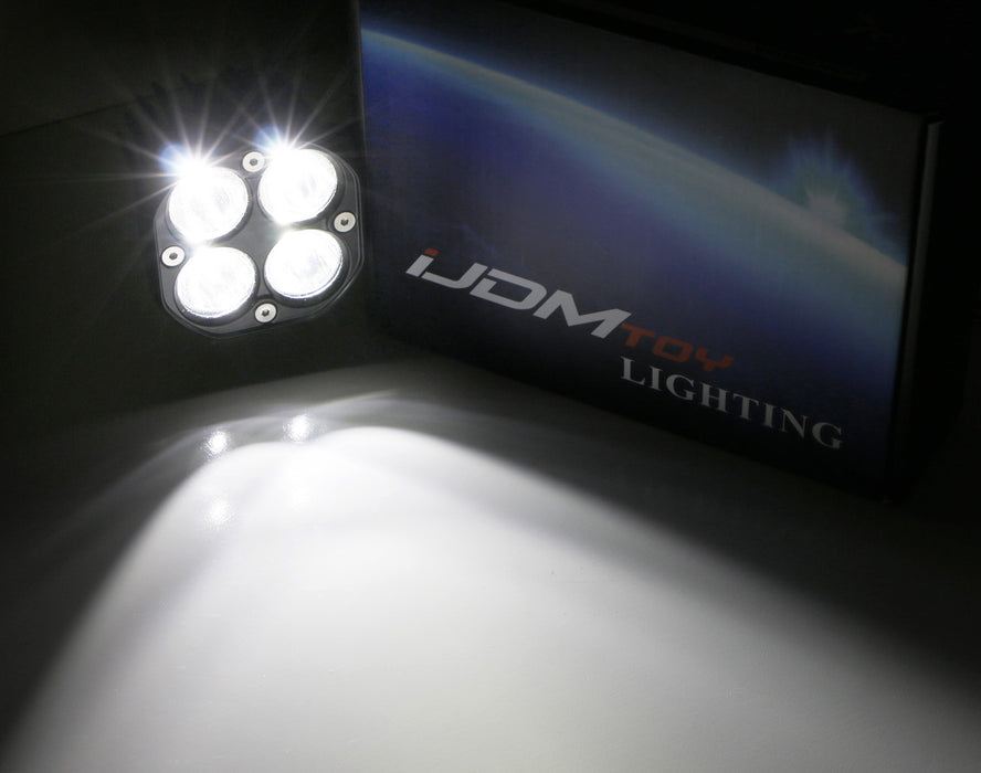 Clear Lens Round Shape LED Cowl Light Kit w/ Bracket Wire For 2007-14 FJ Cruiser