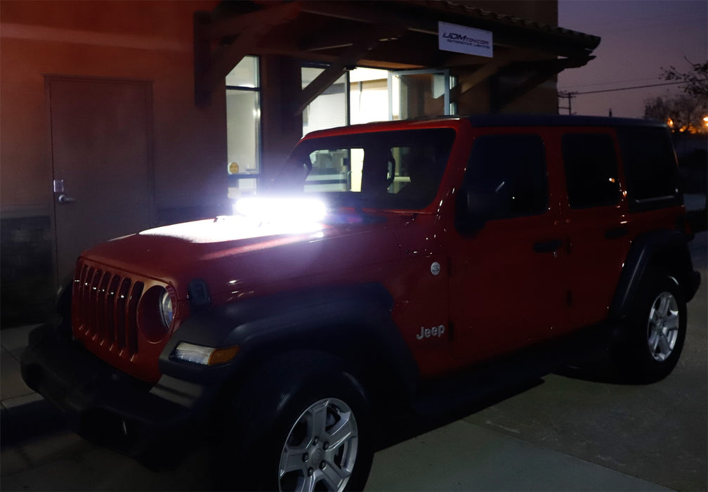 150W 30" LED Light Bar w/ Front Hood Top Bracket Wiring For 18+ Jeep Wrangler JL