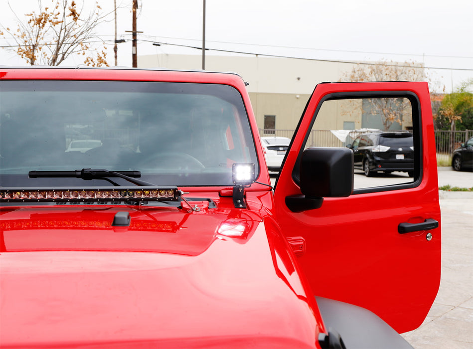 40W CREE LED Pod Light w/Windshield Mounting Brackets For 18-up Jeep Wrangler JL