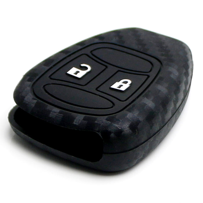 Carbon Fiber Soft Silicone Key Fob Cover For Jeep Wrangler Compass Dodge Caliber
