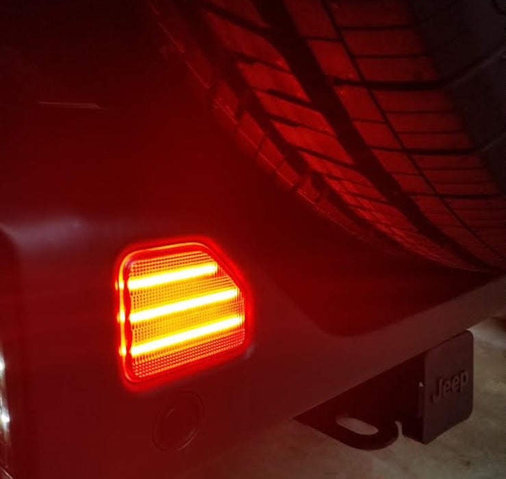 2018-2021 Jeep Wrangler JL Smoke Lens Full LED Rear Bumper Reflector Light 2018-2021 Jeep Wrangler JL Smoke Lens Full LED Rear Bumper Reflector Light