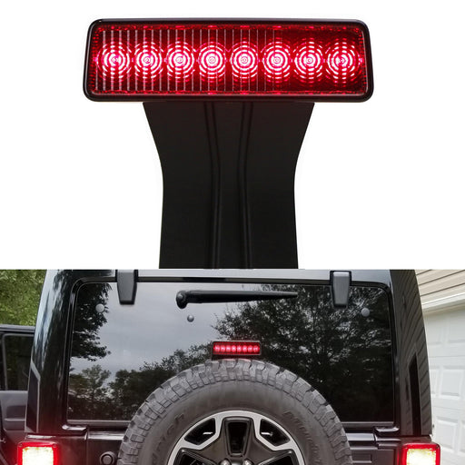 8-LED High Mount Black 3rd Brake Strobe Feature Light For 07-17 Jeep Wrangler JK