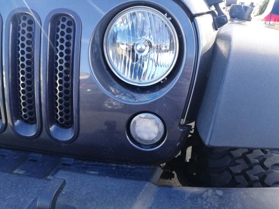 Clear Lens White LED Halo DRL Light Amber Turn Signal Lamps For Jeep Wrangler JK