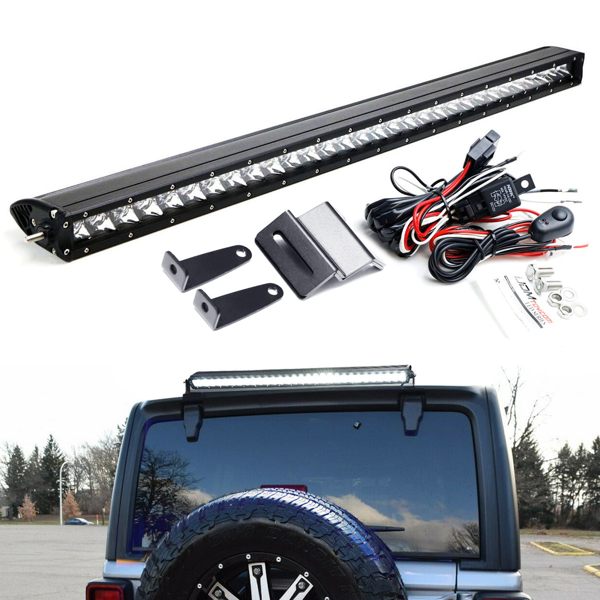 Above Rear Window Mount 30-inch Led Light Bar Kit For 07-up Jeep Wrang 