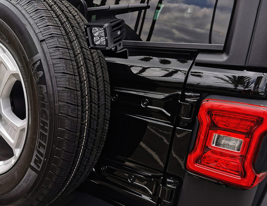 Rear Tire Carrier 3-Inch D2 LED Pod Lights w/Brackets For 18-up Jeep Wrangler JL