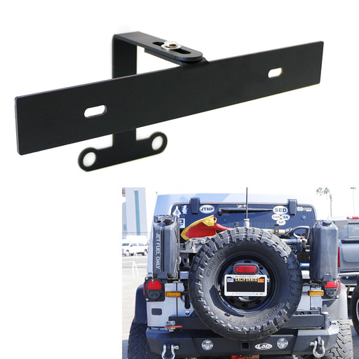 Rear Spare Tire Mount License Plate Relocator Bracket For 18-up Jeep Wrangler JL