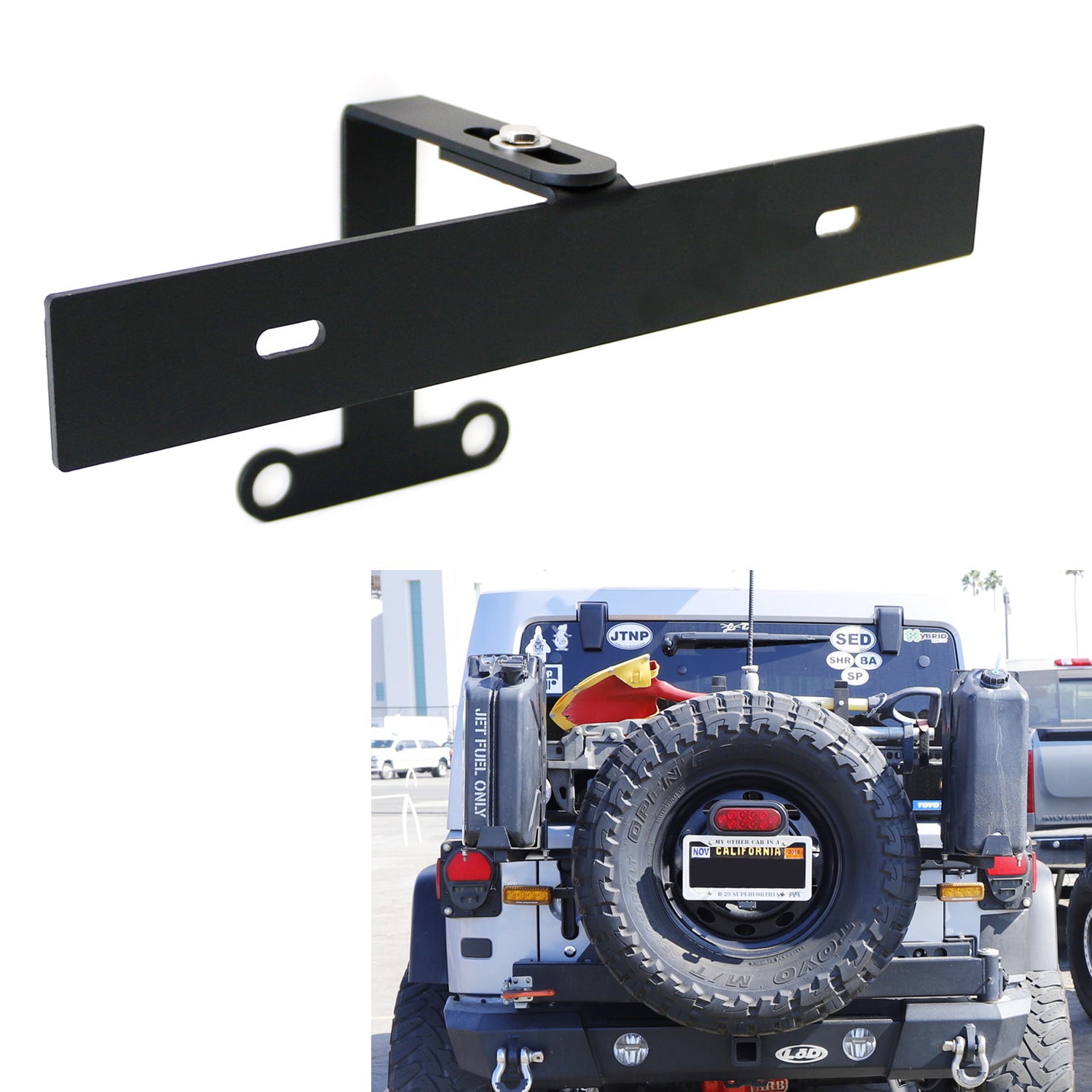 Rear Spare Tire Mount License Plate Relocator Bracket For 18-up Jeep W ...