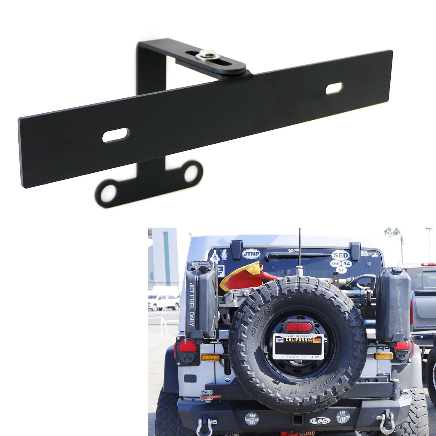 Xfs Rear Plate Rear Spare Tire Mount License Plate Relocator Bracket For 18-up Jeep W ...