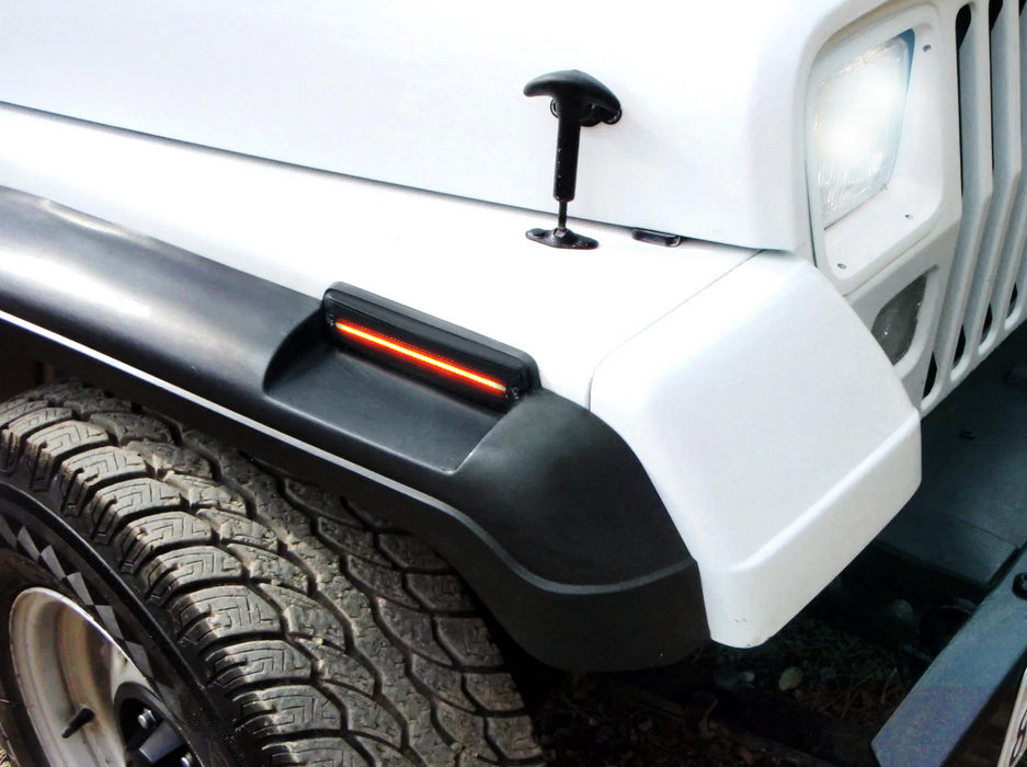Smoke Lens Amber Full LED Fender Flare Side Markers For Jeep 1987-95 Wrangler YJ
