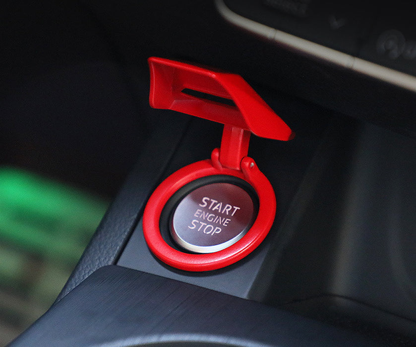 Sports Red Lambo-Style Engine Push Start Decoration Cover Universal For Most Car