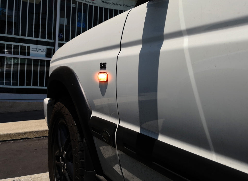 Smoked Lens Amber LED Side Marker Lamps For Land Rover Defender Freelander LR2