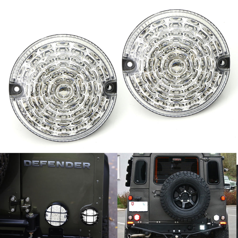 (2) 95mm NAS Style Clear Lens Full LED Upgrade Kit For Land Rover Defender LD