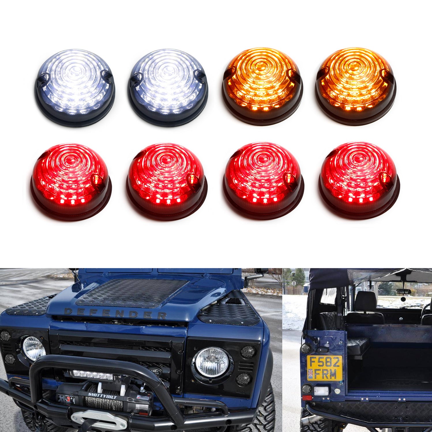 8pc Smoked LED Signal Driving Brake Light Assy Kit For Land Rover Defe ...