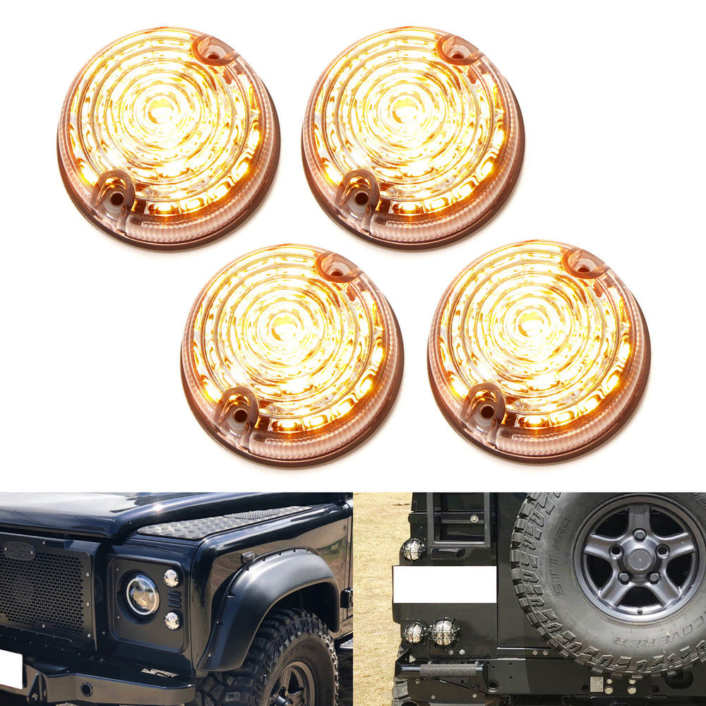 Land Rover Defender Led Amber LED Front & Rear Turn Signal Light Kit For Land Rover Defender S ...
