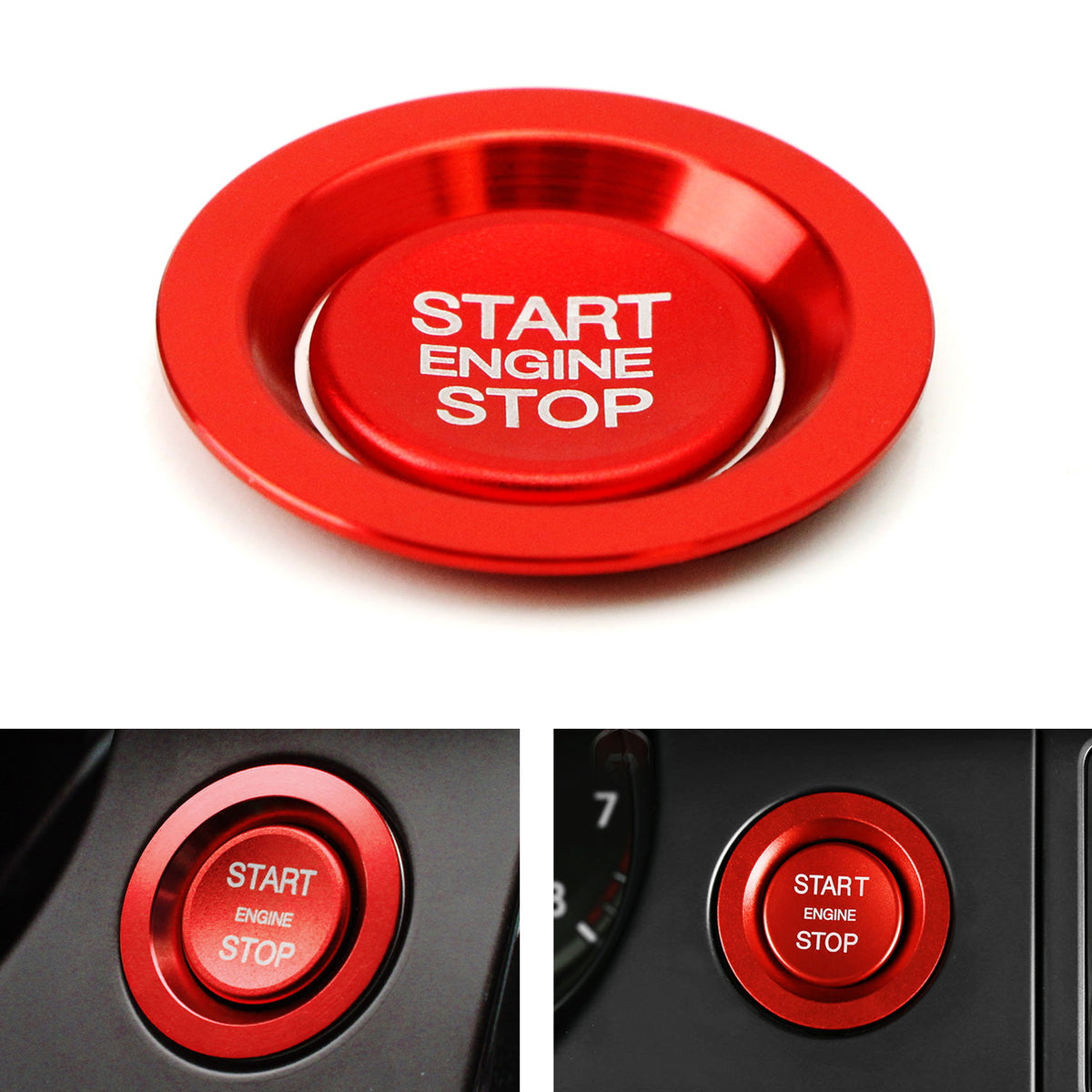 Red Keyless Engine Push Start Button w/ Ring For Land Rover or Jaguar