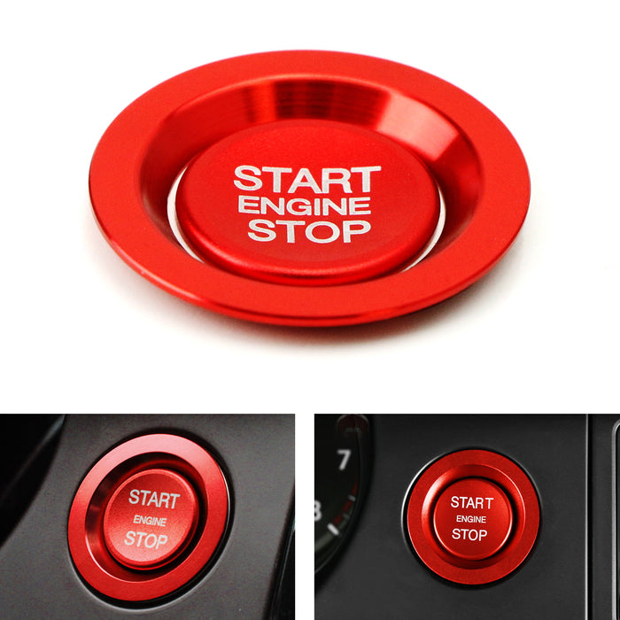 Red Keyless Engine Push Start Button w/ Ring For Land Rover or Jaguar Ignition