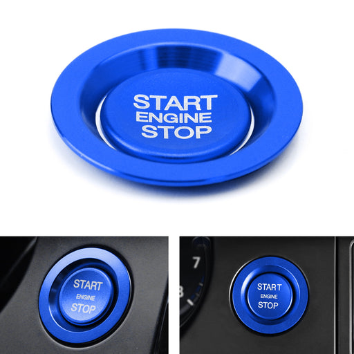 Blue Keyless Engine Push Start Button w/ Ring For Land Rover or Jaguar Ignition