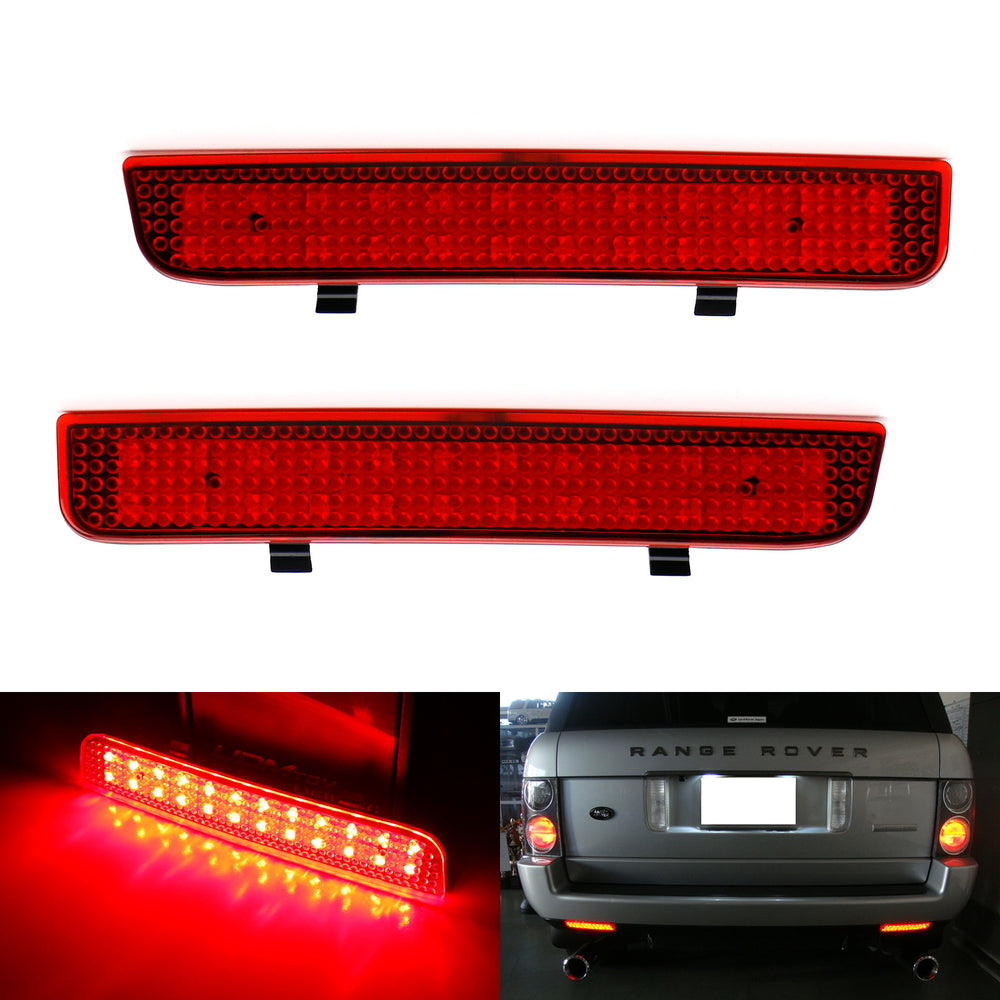 Range Rover Rectangle Light Red Lens 24-SMD LED Bumper Reflector Marker Lights For Range Rover Fre ...