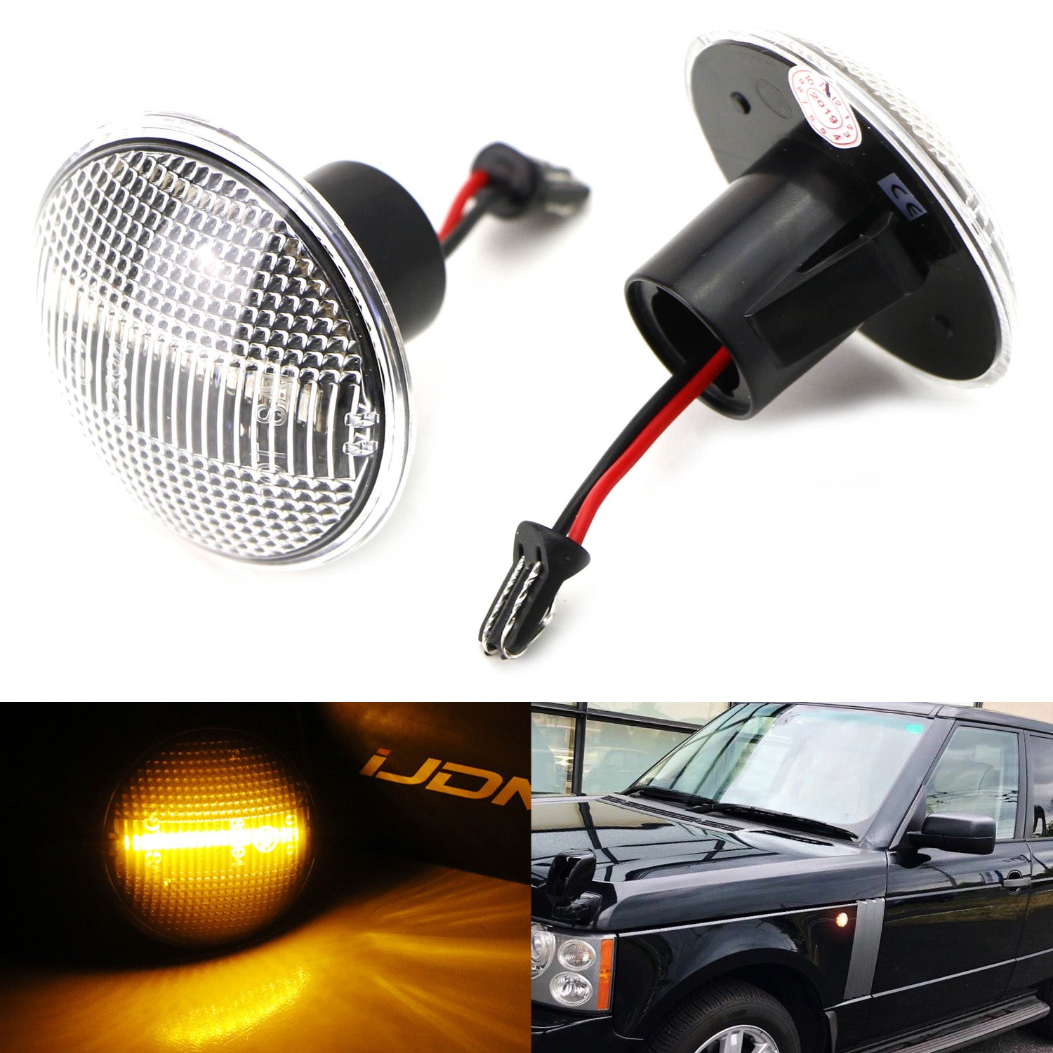 Clear Amber Sequential Blink LED Front Side Marker Light For Range Rov ...