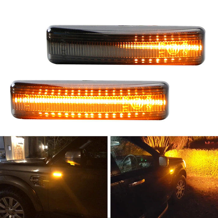 Sequential Amber LED Side Marker Lights For Range Rover Sport Discovery LR3 LR4