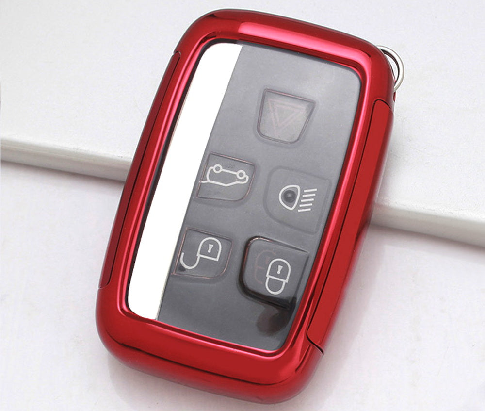 Chrome Red TPU Key Fob Case w/Button Cover For Land Rover Range Rover ...