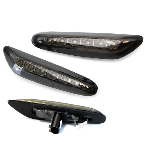 Smoked Lens Front Side Marker Lamps w/ Amber LED Lights For BMW 1 3 5 X Series