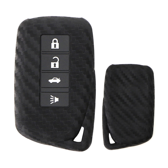 Silicone Carbon Fiber Smart Key Fob Chian Case Cover For Lexus IS ES NX RX  GS LX