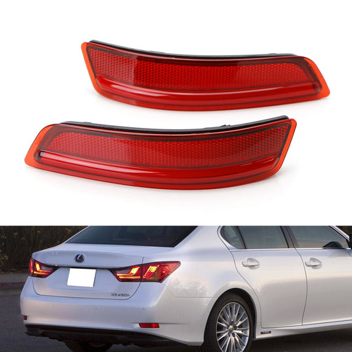 OE-Spec Red Rear Bumper Reflector Lens Covers Assy For 13-18 Lexus ES, 13-20 GS