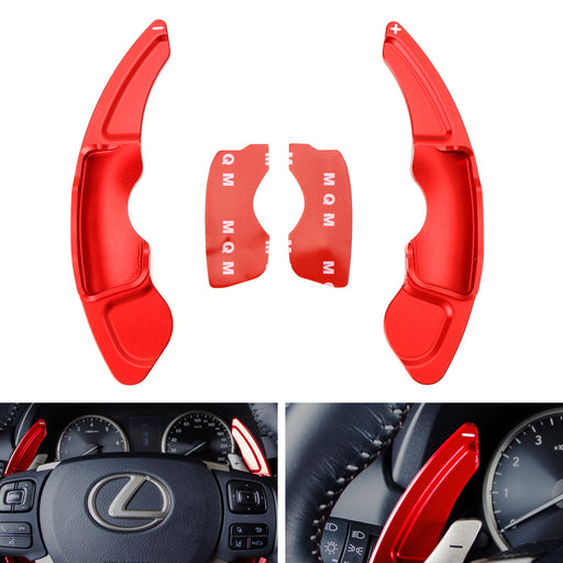Red CNC Billet Steering Wheel Paddle Shifter Extension Covers For Lexus IS RC NX