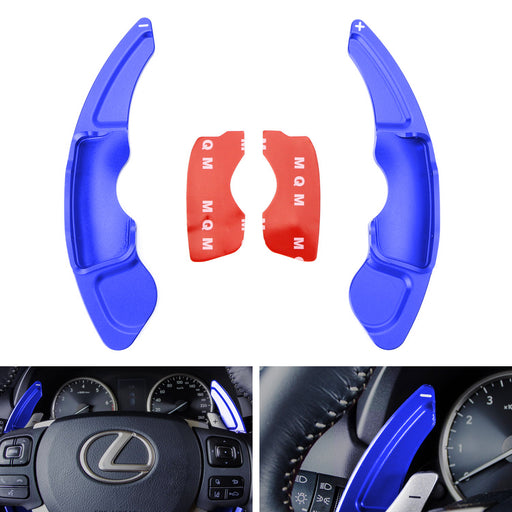 Blue CNC Billet Steering Wheel Paddle Shifter Extension Cover For Lexus IS RC NX