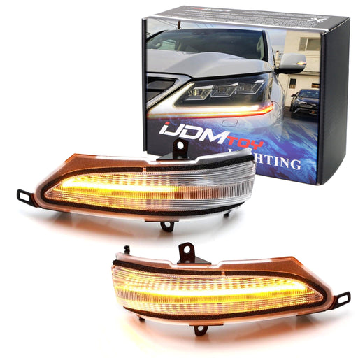 Clear Lens Sequential Blink LED Side Mirror Cap Light Kit For Lexus GX460 LX570