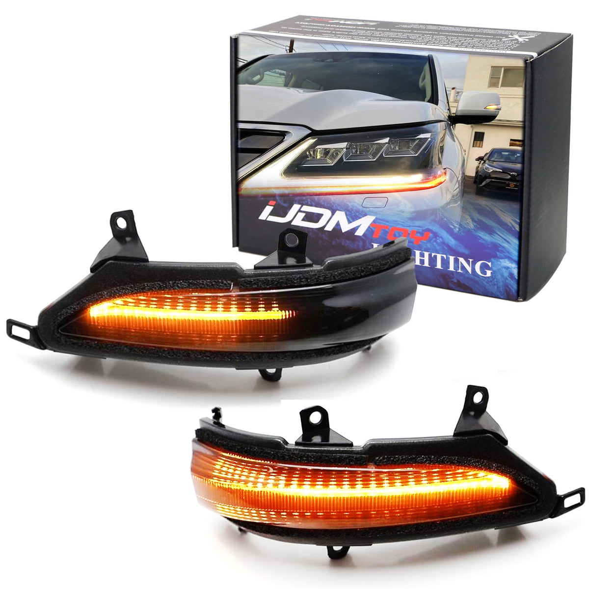 Smoked Lens Sequential Blink LED Side Mirror Cap Light Kit For 
