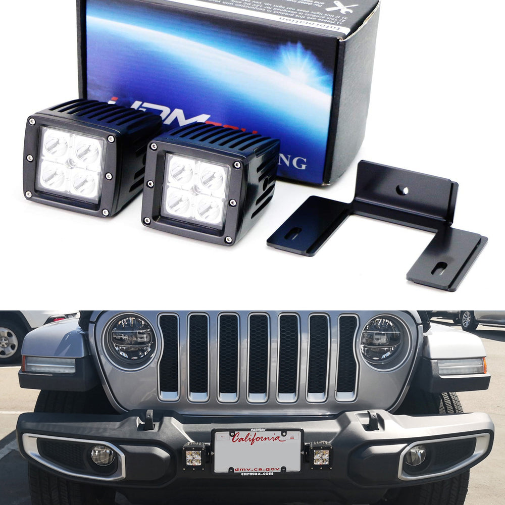 Universal Fit License Plate Frame Mount 3-Inch LED Pod Fog Driving Light Kit Universal Fit License Plate Frame Mount 3-Inch LED Pod Fog Driving Light Kit