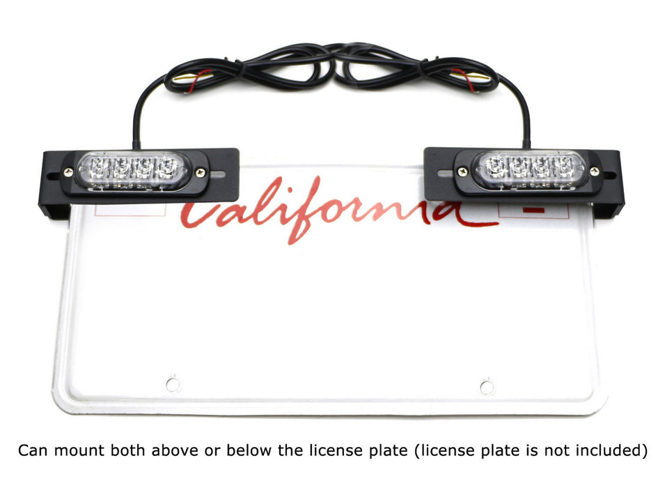 Amber LED License Plate Mount Strobe Warning Light Kit For Truck SUV Car