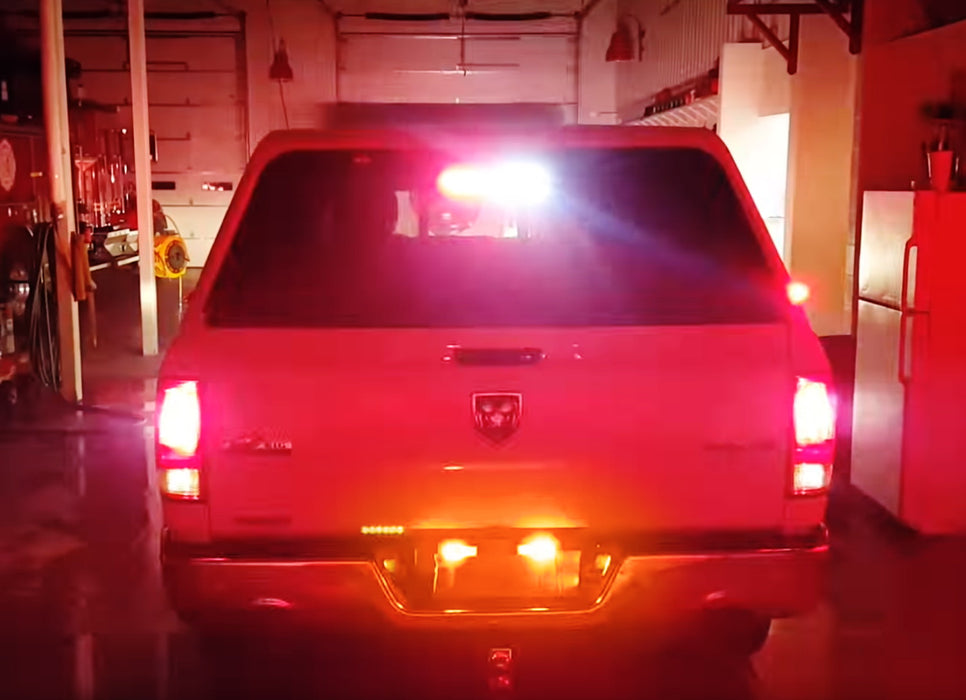 Amber/White LED License Plate Mount Strobe Warning Light Kit For Truck SUV Car
