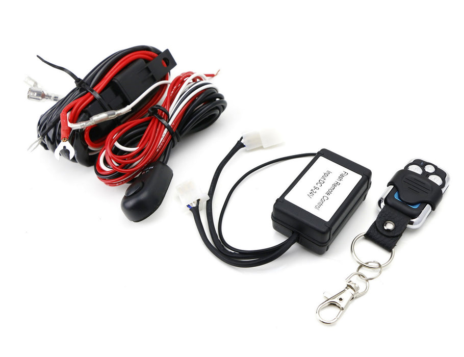 LED Light Bar Relay Wiring Harness w/LED Indicator Light Switch, Remote Control