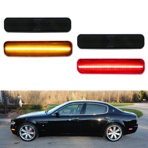 Smoke Lens Amber/Red Full LED Side Marker Lights For 04-08 Maserati Quattroporte