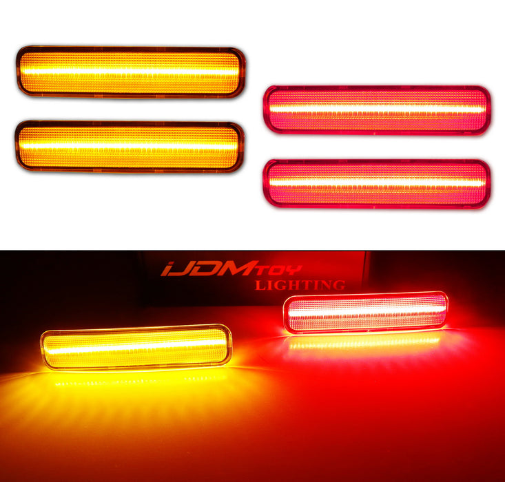 Clear Lens Amber/Red Full LED Side Marker Lights For 04-08 Maserati Quattroporte
