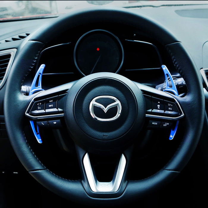 Blue Aluminum Steering Wheel Paddle Shifter Extensions For Mazda 3 6 CX3 CX5 CX9