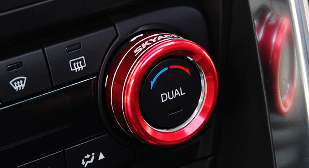 Red Aluminum AC Climate Control Knob Ring Covers For 14-18 Mazda 3 & 16-19 CX-5