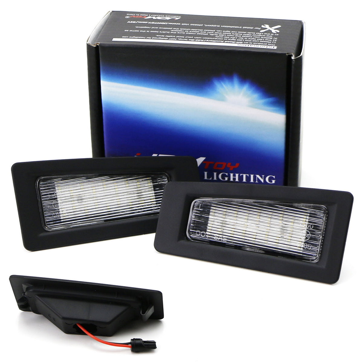 OEM-Replace White 18-SMD LED License Plate Lights Assy For 14-18