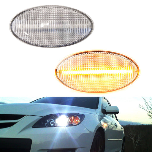 Clear Sequential Amber LED Side Marker Light For 04-11 Mazda3, 06-10 Mazda5, etc