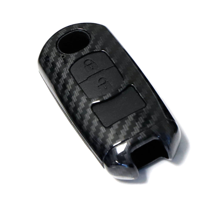 Carbon Fiber Smart Key Fob Shell w/ Button Skin For Mazda 3 5 6