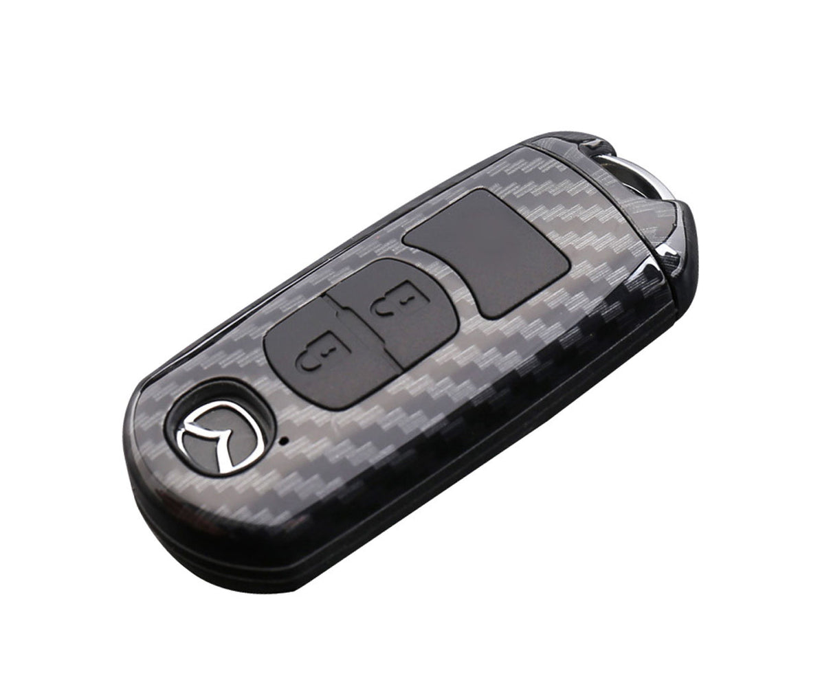 Mazda Key Fob Shell Carbon Fiber Smart Key Fob Shell w/ Button Skin For Mazda 3 5 6 CX3 CX ...