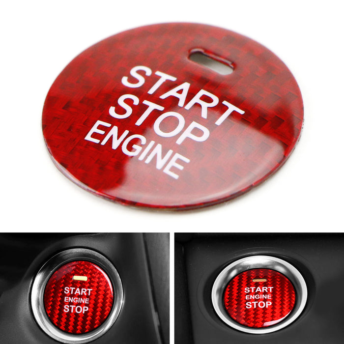 Red Real Carbon Fiber Keyless Engine Push Start Button For Mazda 3 6 CX-3 CX-5..