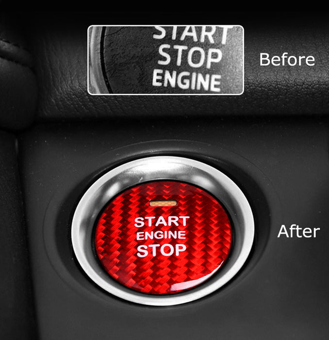 Red Real Carbon Fiber Keyless Engine Push Start Button For Mazda 3 6 CX-3 CX-5..