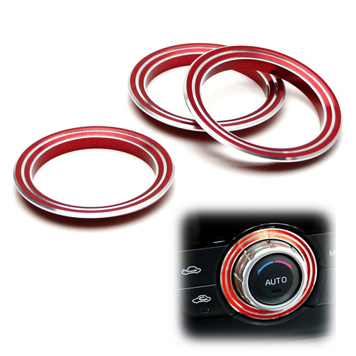 3pcs Red AC Climate Control Switch Knob Ring For 13-15 Mazda CX-5 Grand Touring