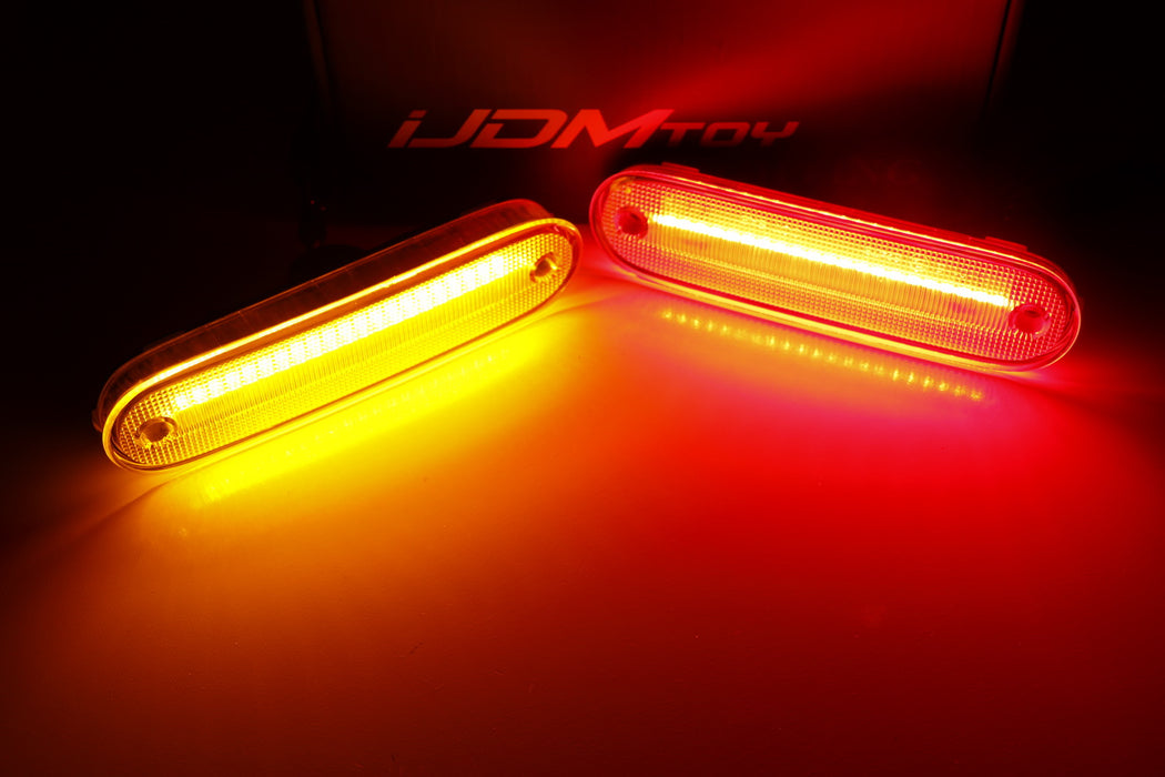 Clear Lens Amber/Red Full LED Side Marker Light Kit For 1990-05 Mazda Miata MX-5