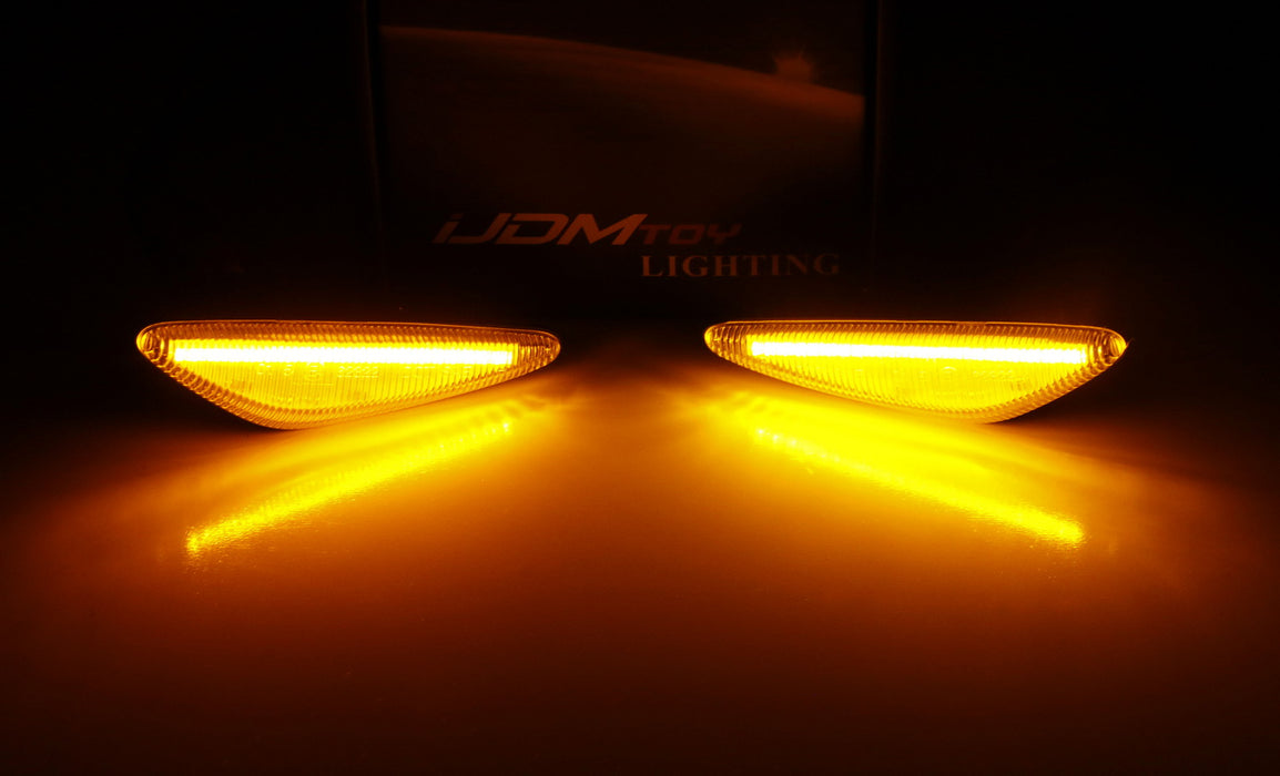 Clear Lens Amber LED Front Side Marker Light Kit For 16-up Mazda MX-5, 09-12 RX8